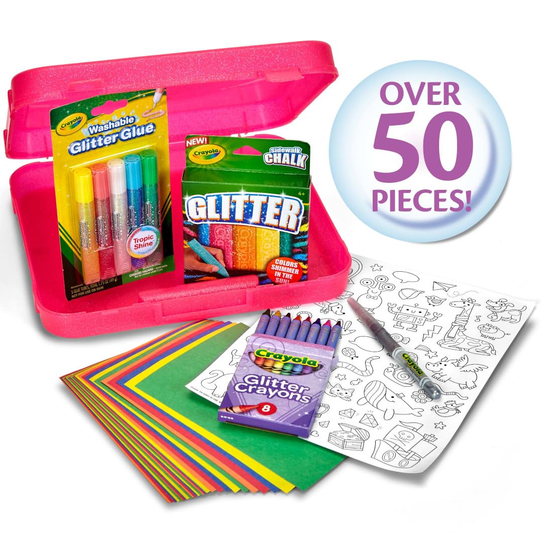 Crayola All That Glitters Art Case (50+pcs), Glitter Crayons & Coloring Supplies, Kids Art Set, Gifts for Girls & Boys, Ages 5+