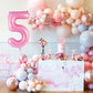 Pink Number 5 Balloon 40 Inch, Big Large Foil Helium Number Balloons, Jumbo Giant Mylar Number 5 Balloons For 5 Year Old Birthda