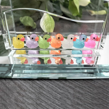 Cidinge 220 Pcs Mini Resin Ducks Luminous Tiny Ducks Miniature Duck Glow in The Dark for DIY Garden Dollhouse Duck Accessories M