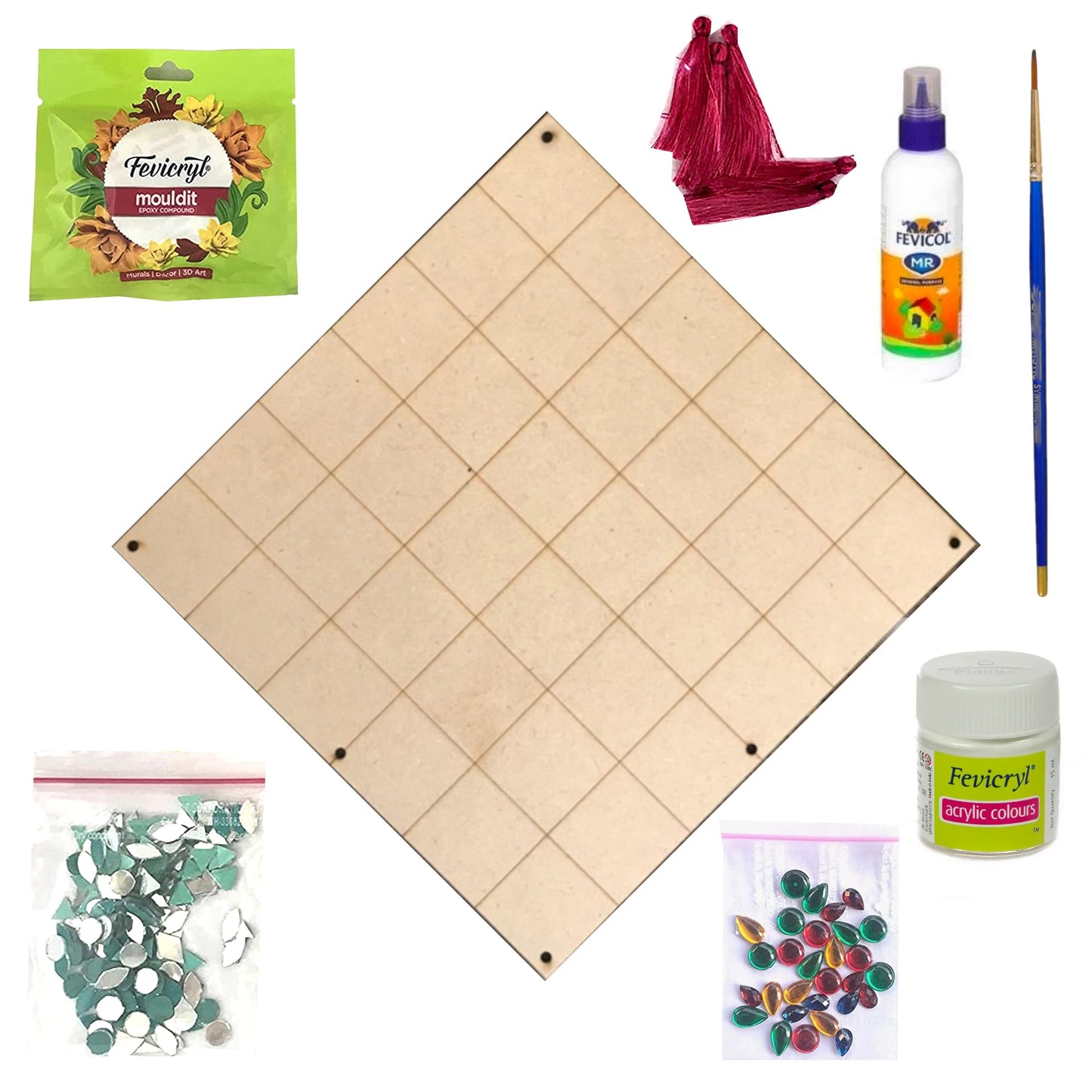 The Brown Box Lippan Art Kit (Square),Art And Craft Kit,Craft Kit,Craft Kit For Adults,Hobby Kits,Hobby Craft,Diy Kit,Gift For G