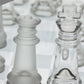 Gamie enhanced Glass Chess Set  14 Inch - Elegant Design - Durable Build - 32 Frosted and Clear Pieces - Felted Bottoms - Easy to Carry - Stable & Fully Functional for Chess Lovers