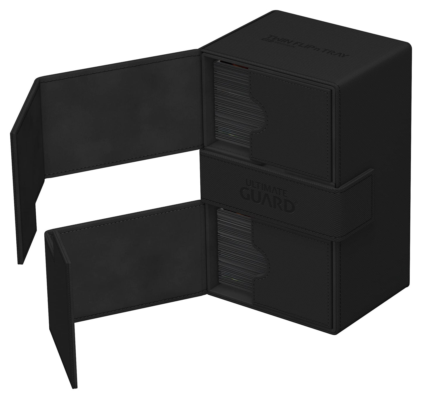 Ultimate Guard Twin Flip'N'Tray 160+, Deck Case For 160 Double-Sleeved Tcg Cards + Dice Tray, Black, Independent Magnetic Closur