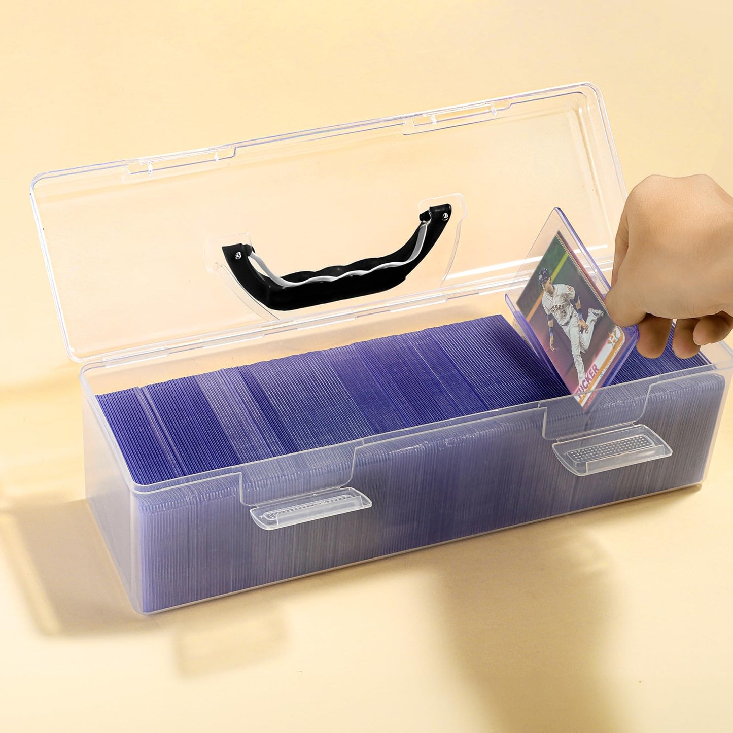Premium Storage Box For Toploader - Large For 200+ Toploaders Or 1000+ Trading Cards, Portable Sports Card Storage Boxes For Col