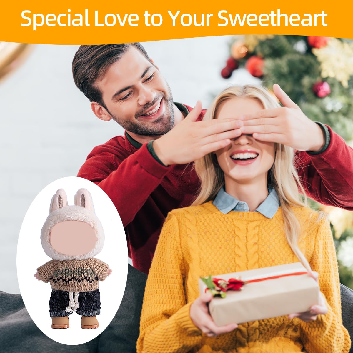 17cm Doll Clothes Set  enhanced Jeans & Knitted Sweater Outfit for 17cm 15cm Dolls  Cute Dress Up Fashion  No Doll Included (D  17cm/15cm)