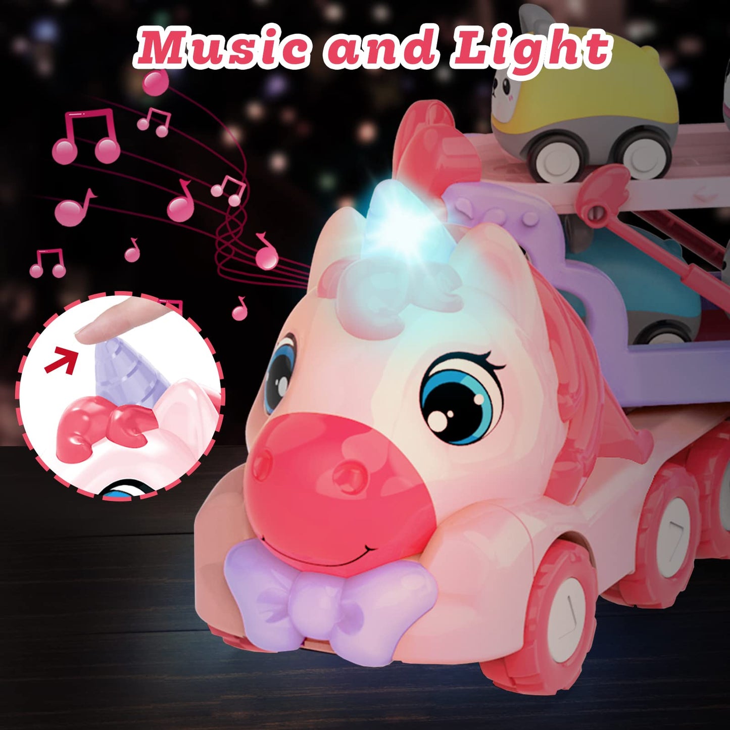 seveclotree 7 in 1 Carrier Truck Toy Cars for Toddlers 1-3, With Lights & Music, Toddler Toys Age 2-4, Gifts for 1 2 3 Year Old
