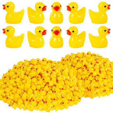 ONLYFU 1000Pcs Mini Resin Ducks Bulk Tiny Duck Figurine for Fairy Garden Landscape Aquarium Potted Plant Decoration Prank Game D
