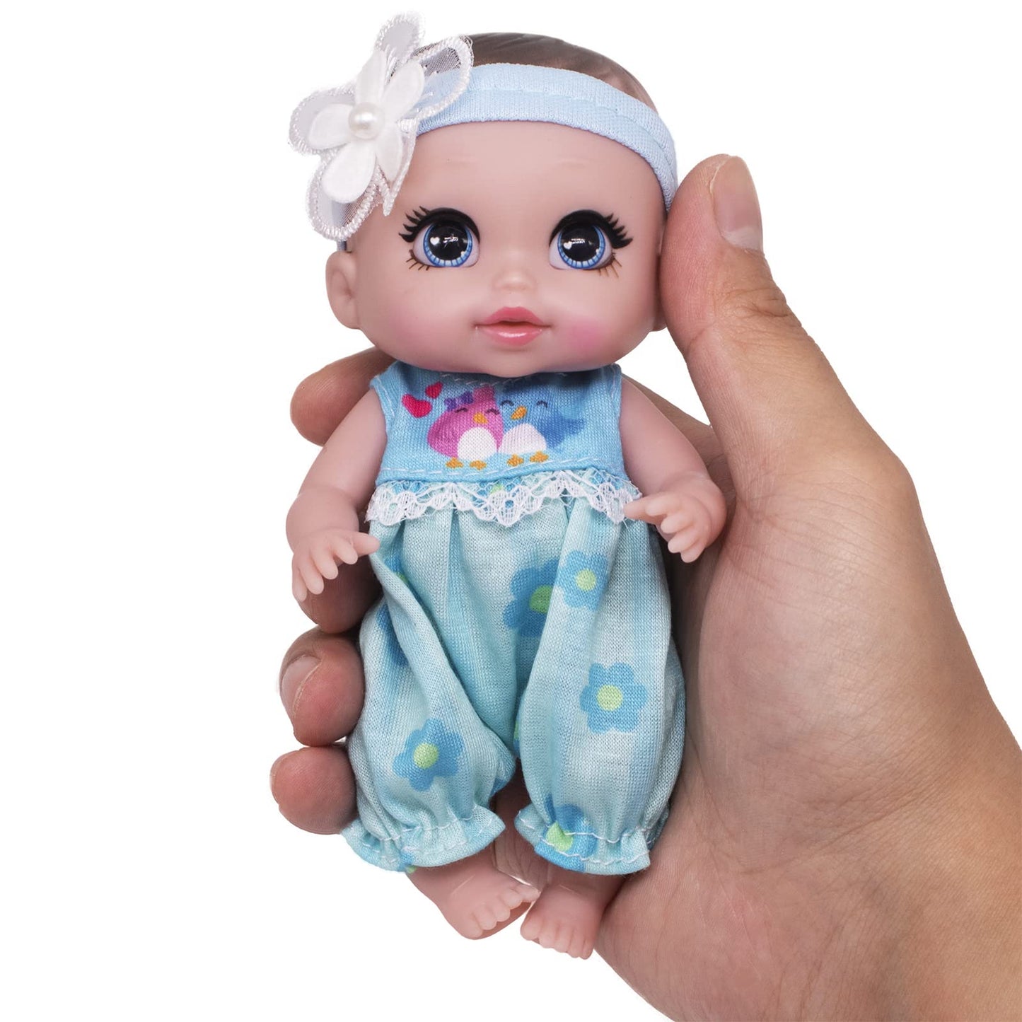 Beem Jun 6 Cute Small Baby Doll Newborn Baby All Vinyl Reborn Baby Dolls for Girls Swivel Mini Dolls 16 cm Crying Baby DIY Toys 
