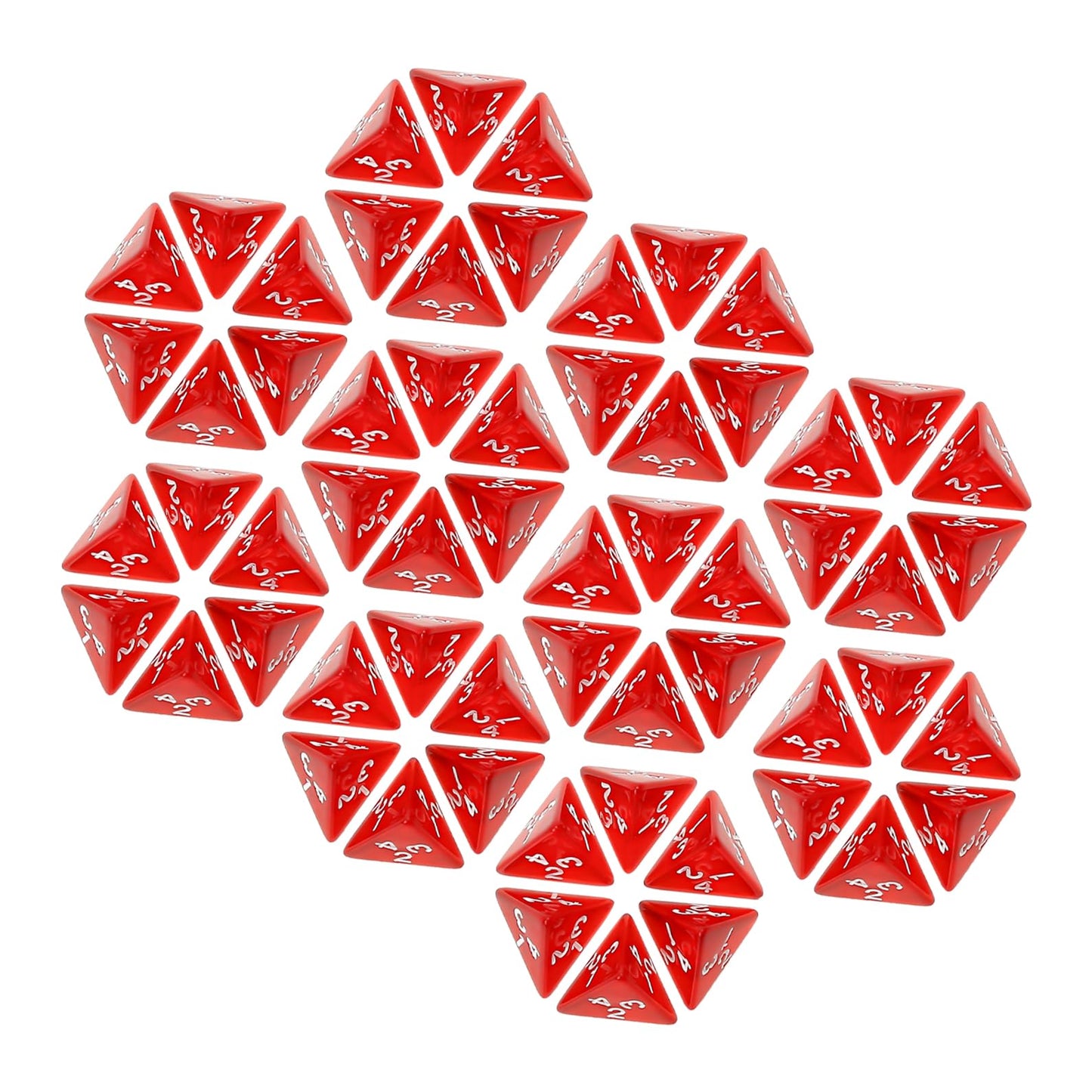 60PCS Red Four Sided D4 Dice for D&D TRPG Cup Games, Multi Gem Polyhedral Triangular Mini Acrylic Dice Set Suitable for Board Ta