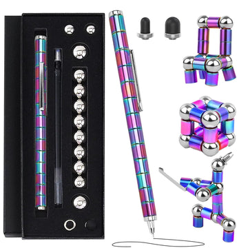 Magnetic Fidget Pen - Perfect Writing And Spinner Magnet Toy Combination, Figette Figit Pen With 13 Magnetic Rings, Ideal Office