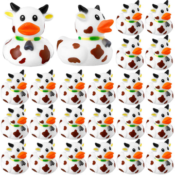 Relaxgiant 24 Pcs Cow Ducks Mini Cow Rubber Ducks Bulk Cow Print Duck For Birthday Party Favors Baby Shower Kids Boys Girls Bath