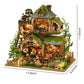 DIY Miniature House Kit - Mini House Building Kit for mature-themeds to Build  Wooden Miniature Dollhouse Kit with LED Light  Tiny Model mature-themed Crafts Doll House Miniature Kit  Unique Gift  Forest Adventure