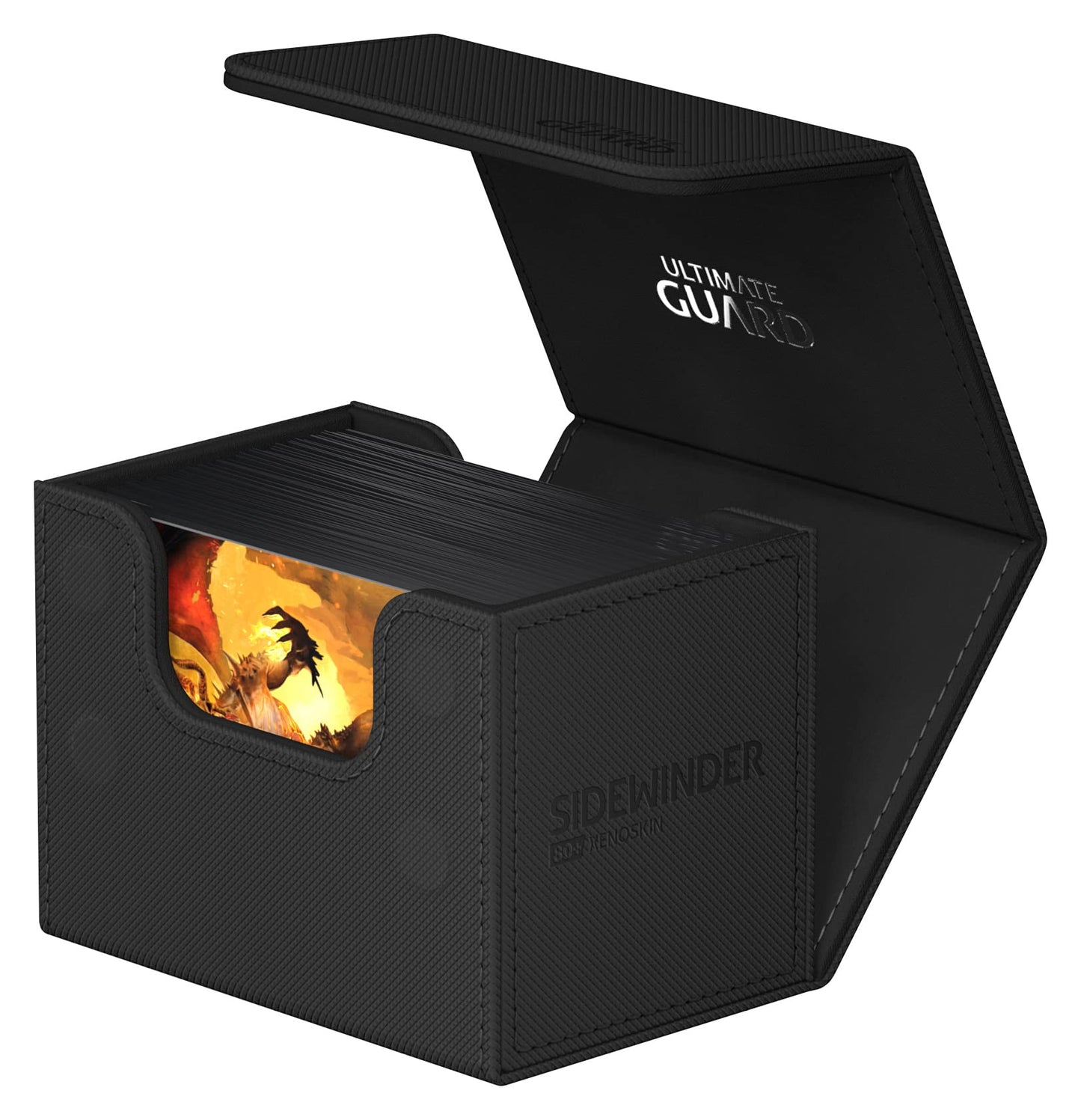 Ultimate Guard Sidewinder 80+, Deck Box For 80 Double-Sleeved Tcg Cards, Black, Magnetic Closure & Microfiber Inner Lining For Secure Storage