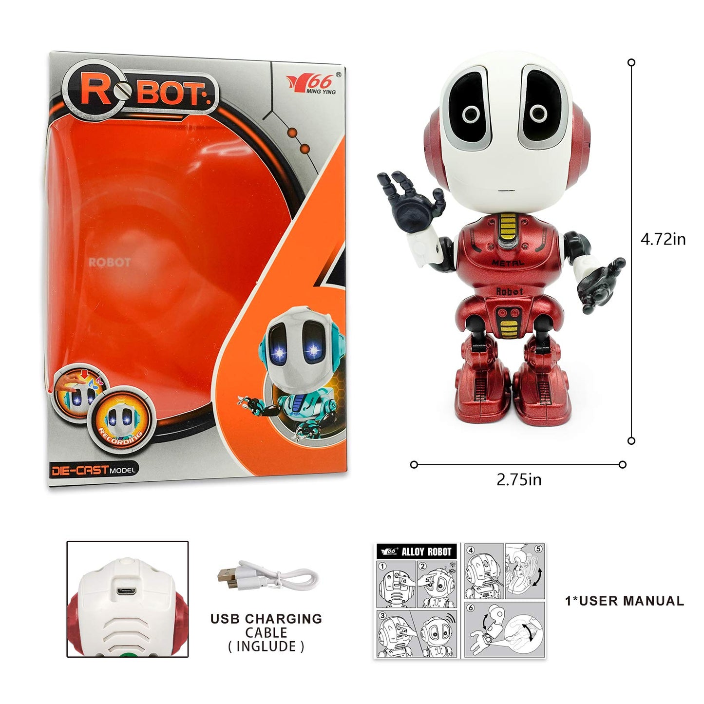 MING YING 66 Talking Robot for Kids Toys - Mini Robot Toys That Repeats What You Say, Toys for 3 4 5 6 7 8 Year Old Girls and Bo