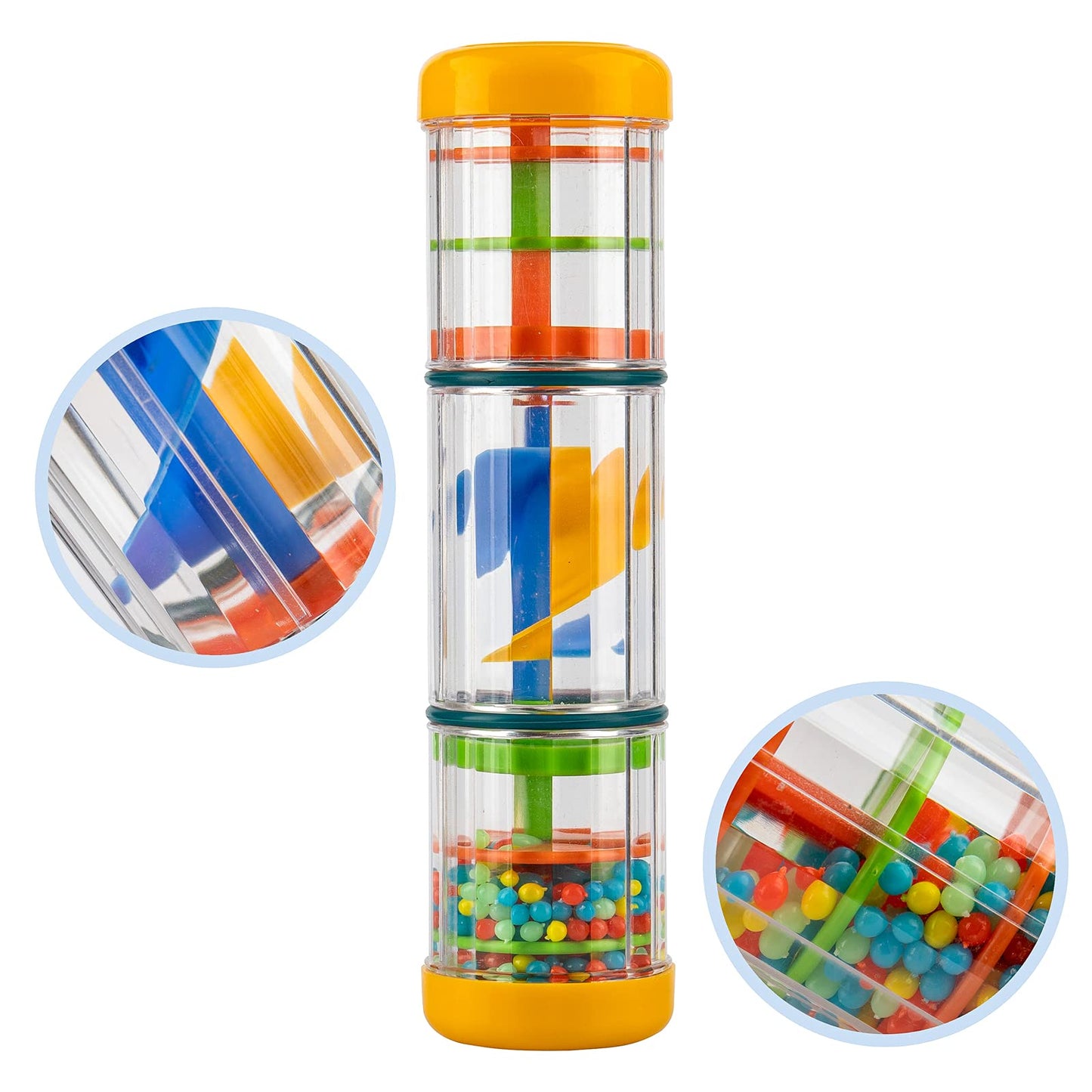 Rainmaker Baby Rain Stick Toys For Kids: 8 Inch Rainstick Sensory Rattle Toys For Babies,Shaker Rainfall Tubes Musical Instrument - Yellow