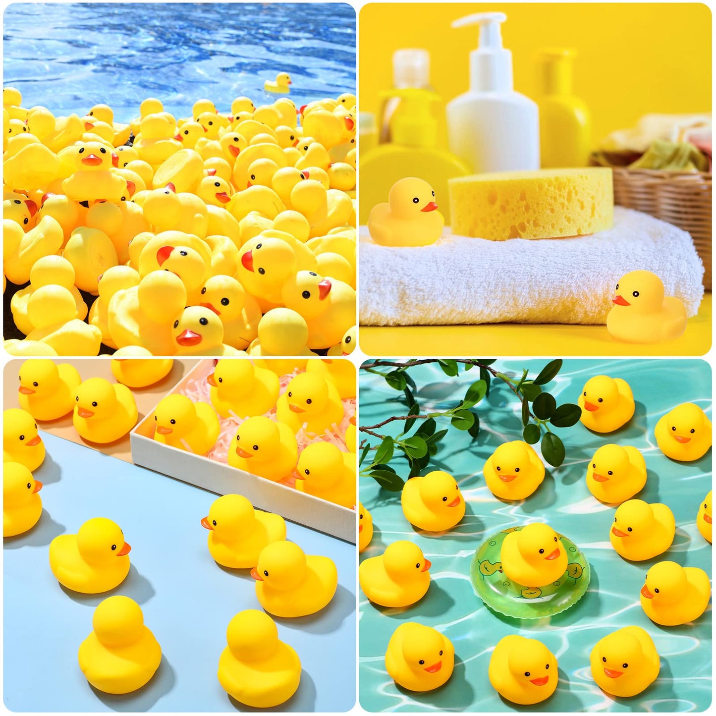 Zhanmai 300 Pcs Rubber Duck Bath Toys, Mini Float Squeak Ducks Bulk For Tiny Baby Shower Preschool Bathtub Toy Pool Party Supplies Birthday, Yellow(2.17 X 1.97 X 1.65 Inch)