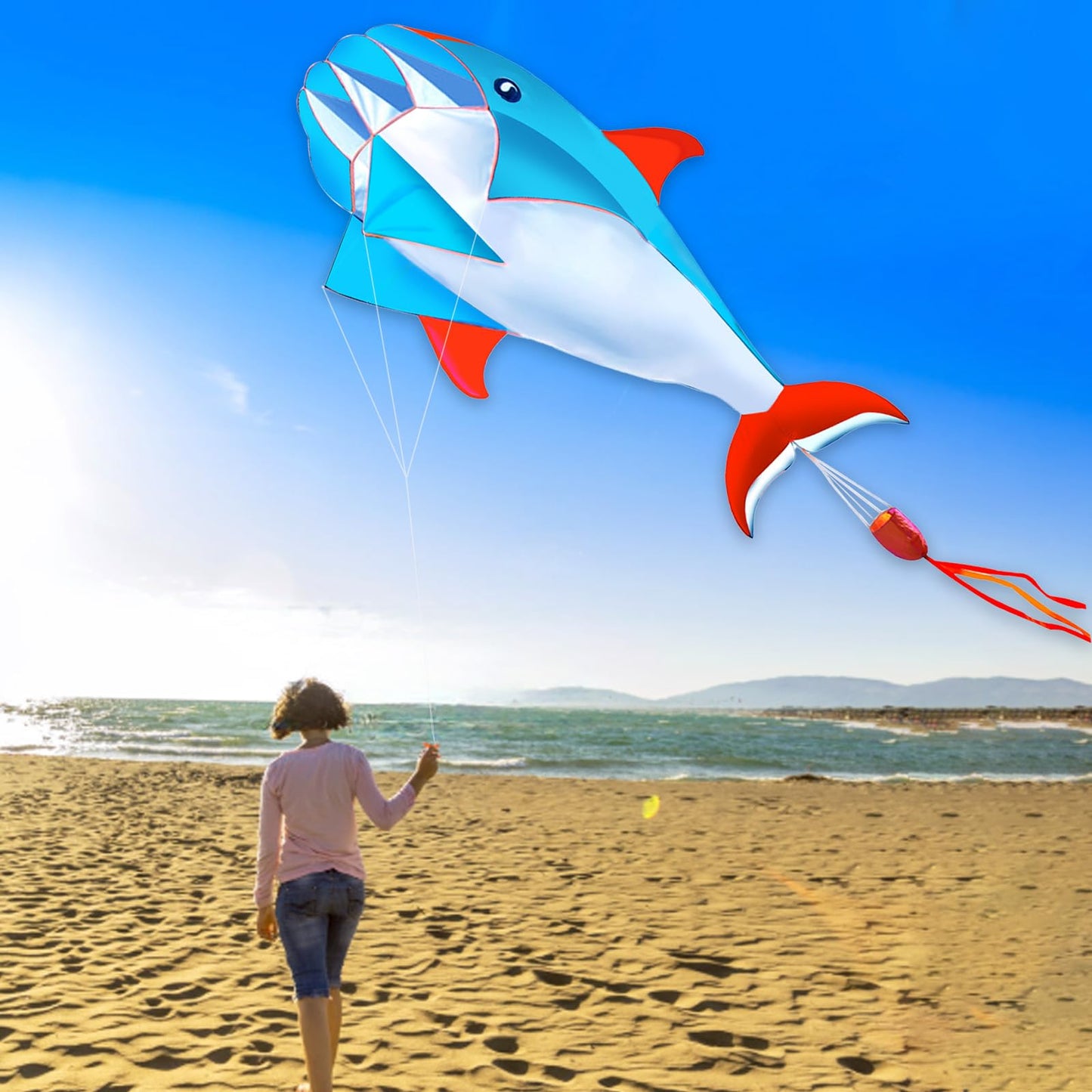 Hengda Kite 3D Dolphins Kite,For Kids And Adults,Easy To Fly,Excellent Fabric And Structure Design,The Pictures Are Beautiful In