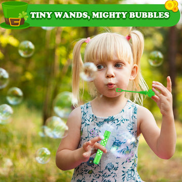 Bulk St Patrick'S Day Party Favors Supplies Goodie Bag Stuffers For Kids 64 Pack, Shamrock Mini Bubble Wands Toys Gifts For Todd