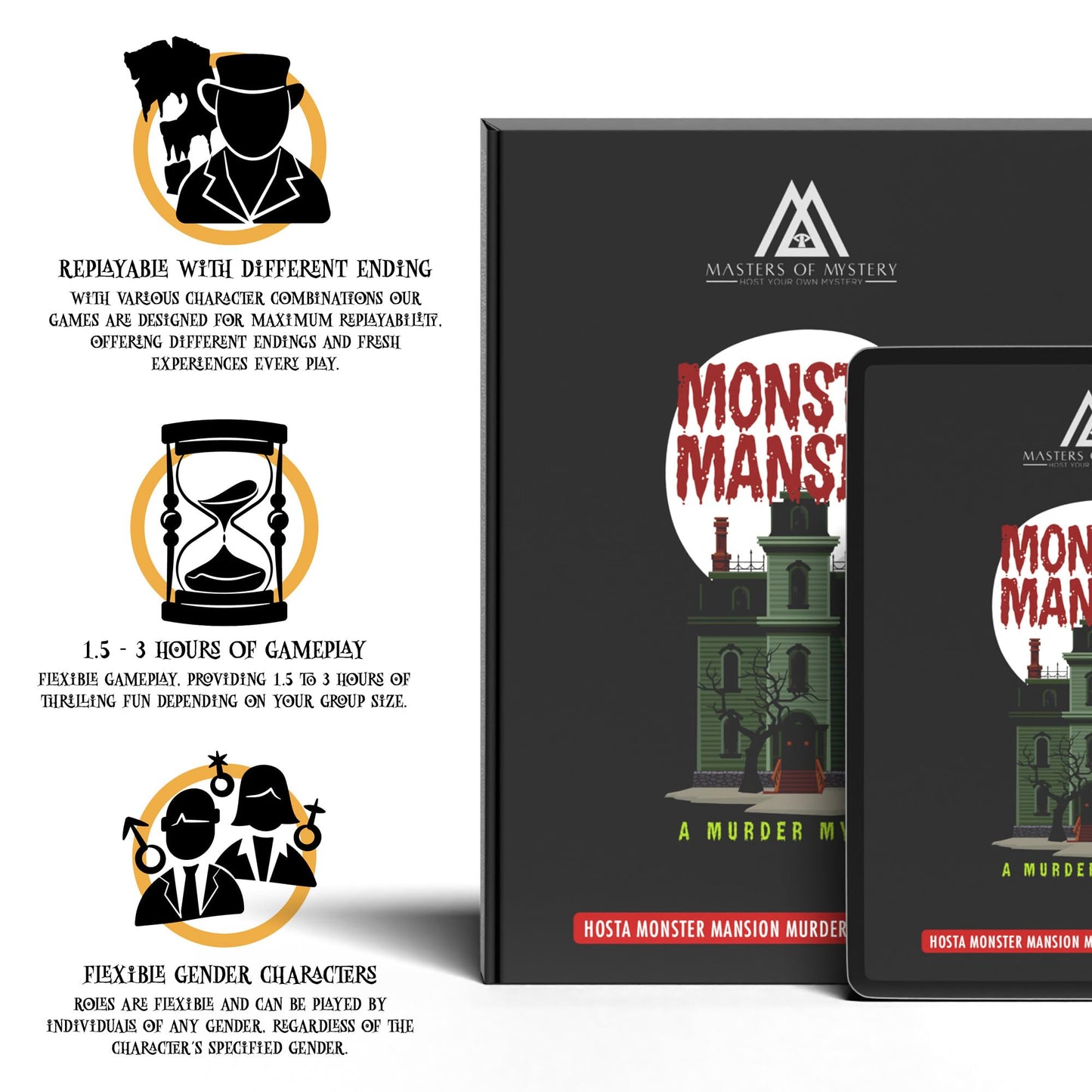 Replay-Able Haunted House Murder Mystery Dinner Party Game For Up To 20 Adults - Host A Halloween Dinner Party Game Night - Clas