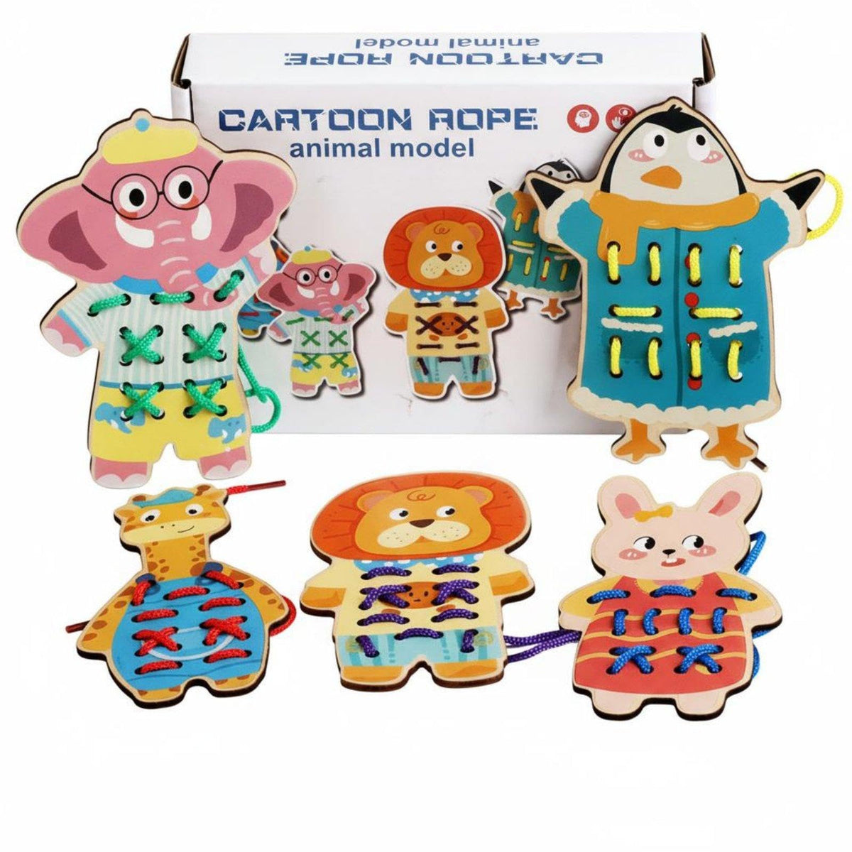 CALANDIS Kids Sewing Lacing Toy Develops HandEye Coordination Wooden Lacing Board Set ChildCentered Influenced Cartoon Charact