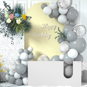 Tuparka 102 Pcs Gray Balloons Garland Arch Kit - Pastel Grey Balloons Different Sizes 5 10 12 18 Inch - Matte Gray Party Balloons With Garland Strip For Birthday, Baby Shower, Wedding Party Decor