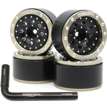 Hobbysoul Adjustable Offset 1.0 Beadlock Wheels Rims For 1/18 Traxxas Trx4M & 1/24 Axial Scx24 90081 Crawler, (4-Pack)