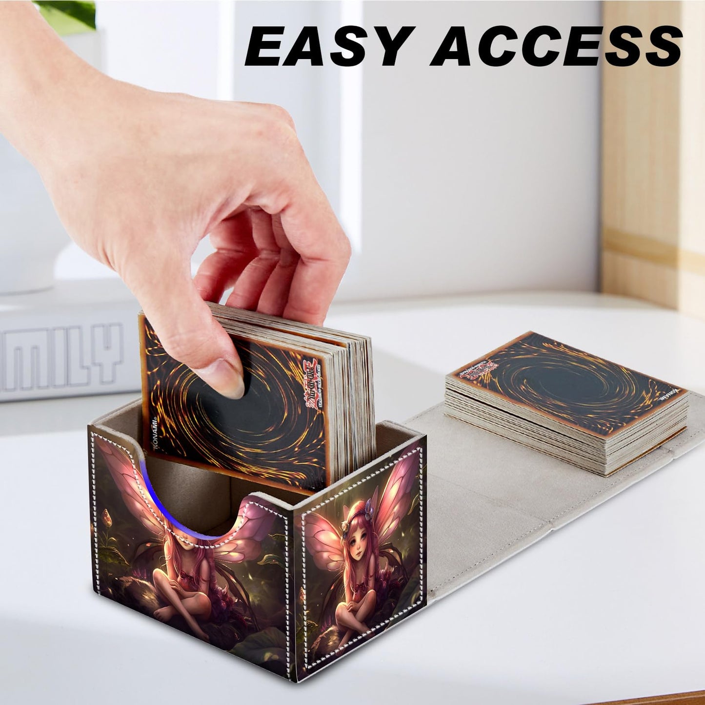 DEGDFSGR for TCG MTG Card Game Storage Box Organizer Trading Card Case Commander Deck Box Magnetic Closure Creative Pattern Up t