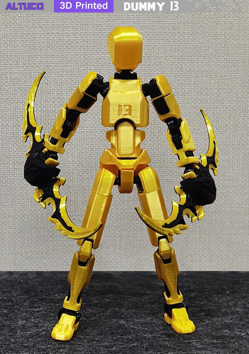Altuco Assembled T13 Action Figure With Multiple Accessories, Gold 3D Printed Multi-Jointed Titan 13 Figure,Dummy 13 Desktop Dec