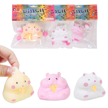 3pcs Squishy Hamster Squeeze Toys,3inch Big Cute Soft Stress Relief Squishies for Kids Party Favors, Pinch Family, Fidget Toys S