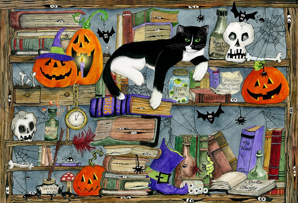 Halloween House Cat Jigsaw Puzzle By Vermont Christmas Company - 100 Piece, Large Pieces Perfect For Kids And Seniors