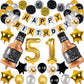 Naninuneno 51Tst Gold Birthday Decorations, Gold Black Silver Happy Birthday Balloons Supplies For Boy Men Girl Women, 51 Birthd