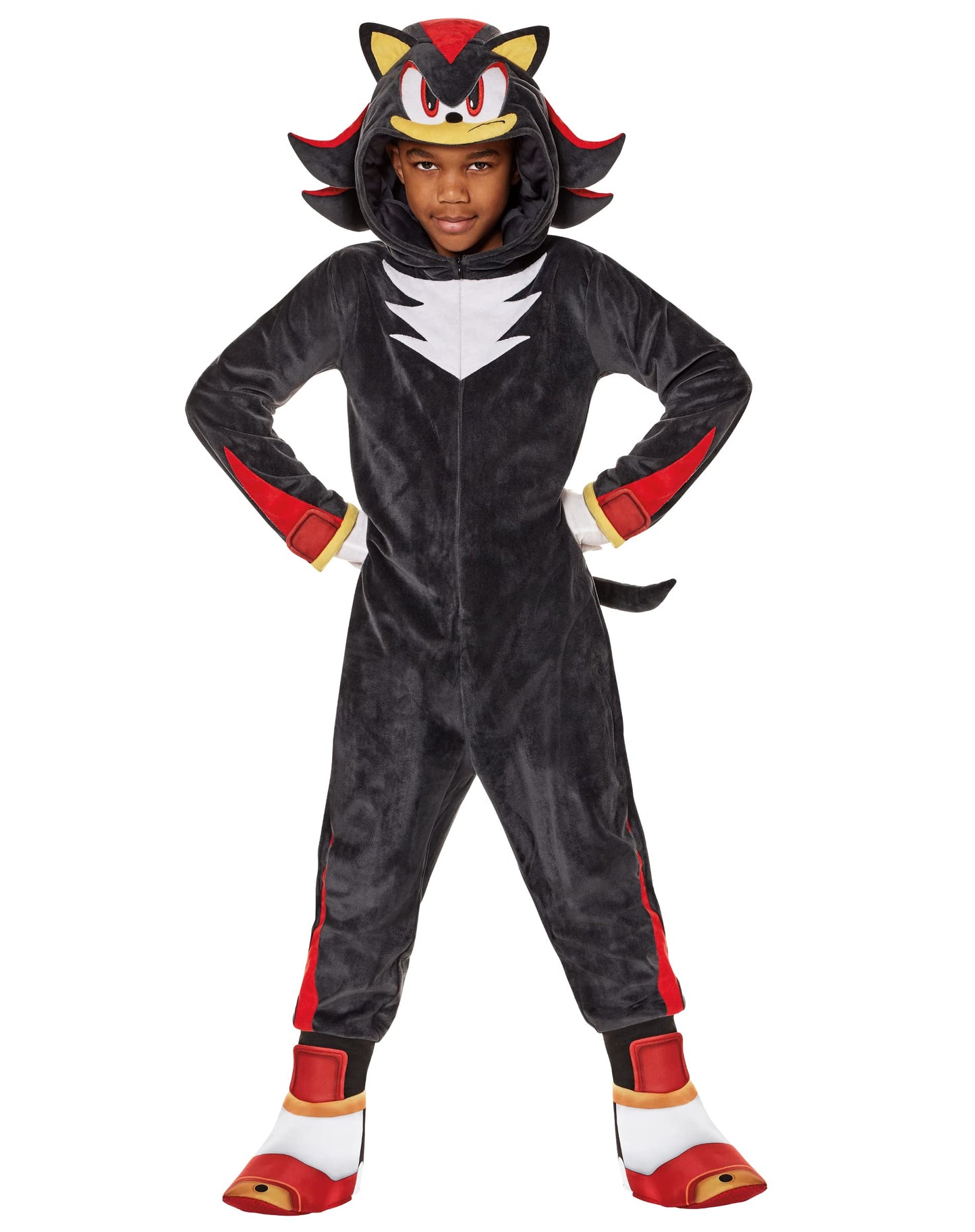Spirit Halloween Sonic The Hedgehog Kids Shadow Jumpsuit Costume | Officially Licensed |Gaming Costume | Shadow Cosplay - L
