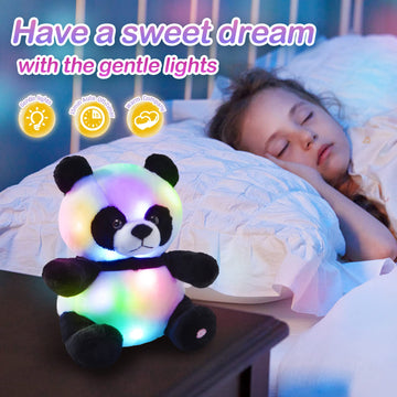 Bstaofy Light Up Panda Stuffed Animal Led Panda Bear Soft Plush Toys Glow In Dark Bedtime Companion With Night Lights Birthday For Toddler Kids, 12''