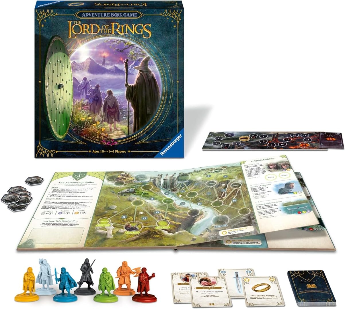 Ravensburger Lord of The Rings Adventure Book - Strategy Board Game for 1-4 Players, Black, Cardboard, Ages 10+
