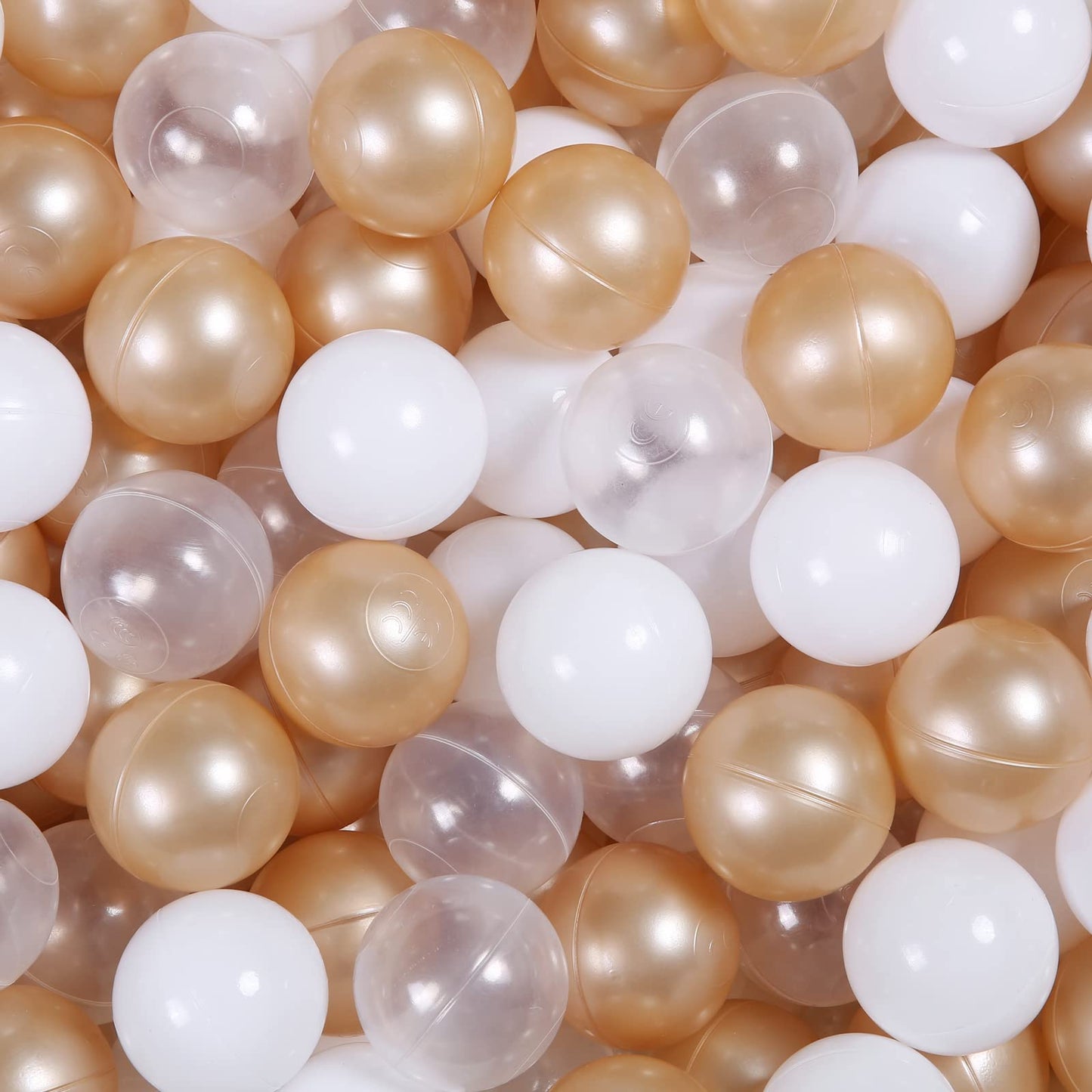 Realhaha Pit Balls Pack Of 100-2.18 Inches Bpa Free Hollow Soft Plastic Ball For Kids Home Birthday Party Tent Summer Water Bath Toy, Brown White Clear