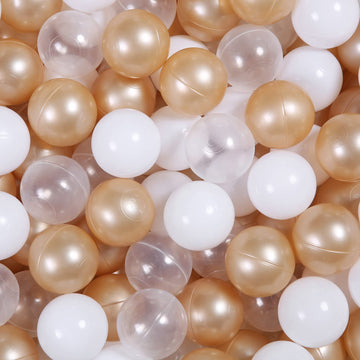 Realhaha Pit Balls Pack Of 100-2.18 Inches Bpa Free Hollow Soft Plastic Ball For Kids Home Birthday Party Tent Summer Water Bath Toy, Brown White Clear