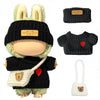 Clothes for LABUUB Doll (NO Doll)  Handcrafted Crochet 3-Piece Set for Doll Accessories  enhanced Outfit - Heart Sweater + Hat + Bag  Cute Clothes for Dress up Unique Style (Black)