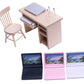 Taponukea Miniature Dollhouse Furniture And Accessories Laptop Computer Simulation Notebook And Office Table Chair Bottles For D