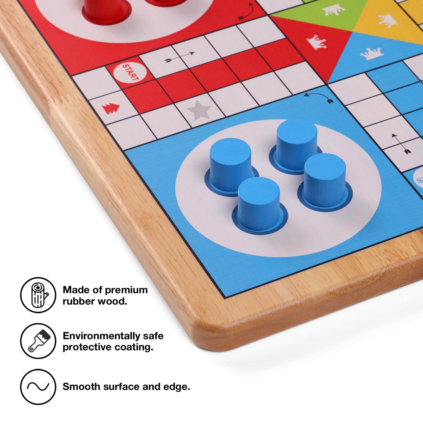 Crobyi 12 Inches Ludo Board Game + Snakes&Ladders Board Game, 2 In 1, Classic Board Game For Adults And Kids, Including 1 Game B