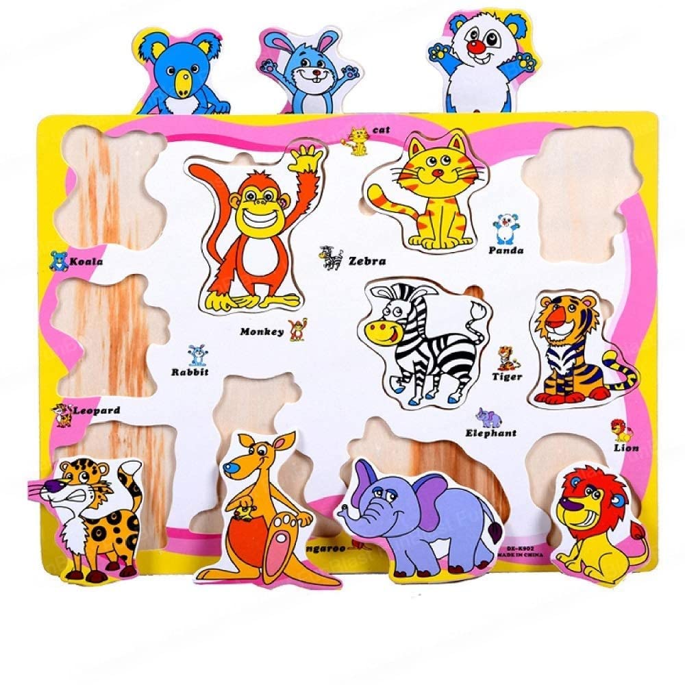 Funblast Animal Puzzle Board Pack Of 1 Wooden Toys, Educational Toys For Kids, Montessori Wooden Learning Puzzle Board Toy, Woo