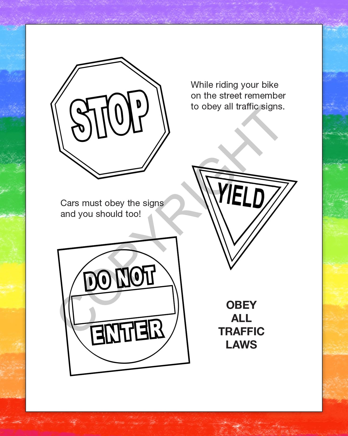 ZOCO - Bike Safety Educational Coloring & Activity Books (50 Bulk Pack, Without Crayons) - Bicycle Road Rules, Helmet Safety - F