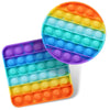 2 Packs Pop Fidget Sensory Toys, Autism Special Needs Stress Relief Silicone Pressure Relieving Toys, Round And Square Squeeze Toys For Kids Children Adults (Set Of 2)