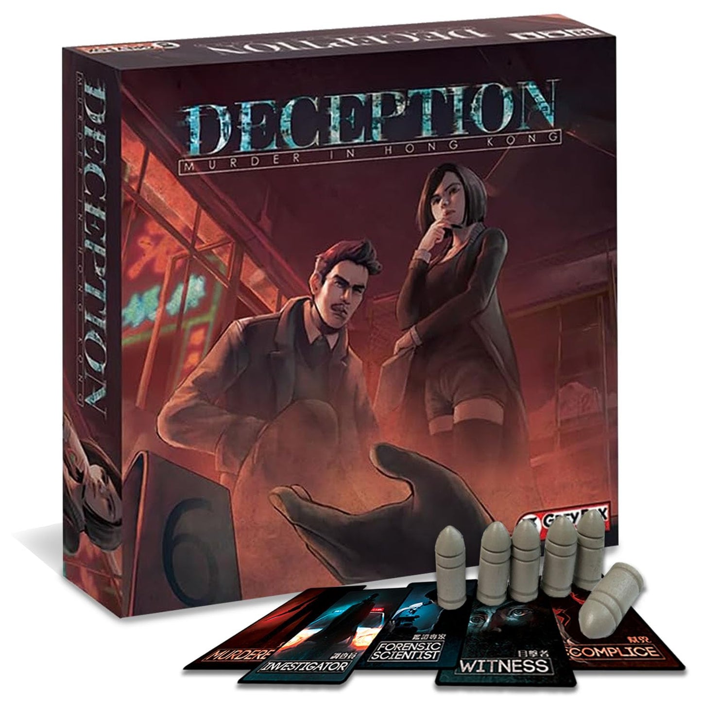 Grey Fox Games Deception: Murder in Hong Kong Board Game | Social Deduction | 4-12 Players | 20 Minutes