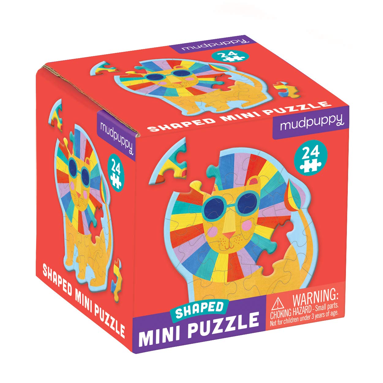 Mudpuppy Rainbow Lion Shaped Mini Puzzle, 24 Pieces, 6    x 6    - Die-Cut Jigsaw Puzzle in The Shape of a Colorful Lion - Great