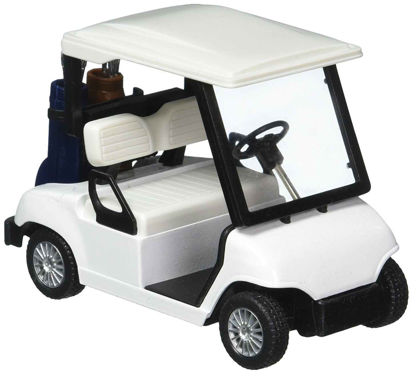 KinsFun Die Cast Metal Golf Cart Toy Car - White, 4½" Pullback Action, Durable Plastic