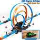 Lilybuds Toy Car Race Track Set For Boys Kids Age 3-5 4-7, Race Tracks With 4 High-Speed Pull Back Race Cars And Crash Zones, Ch