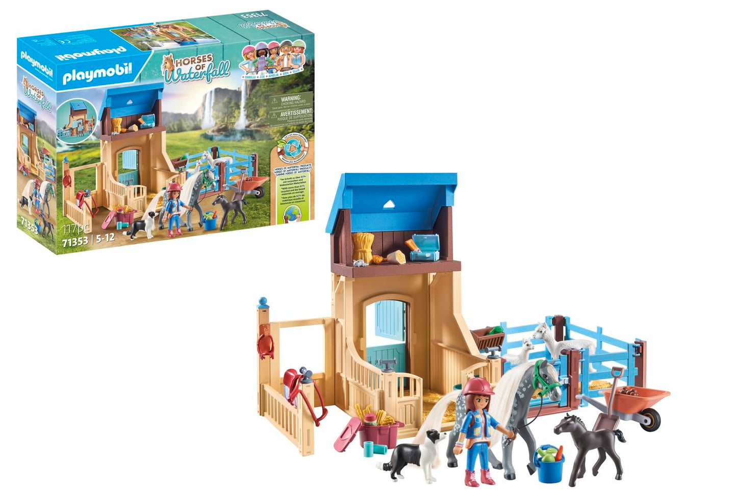 Playmobil Horses of Waterfall Horse Stall Set with Amelia & Whisper, Multicolor, Model 71353, Einheitsgröße, Plastic