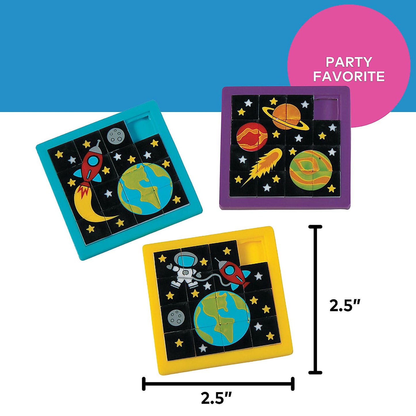 Fun Express Space Slide Puzzles - Vbs Vacation Bible School Supplies/Decor Toys - 12 Pieces
