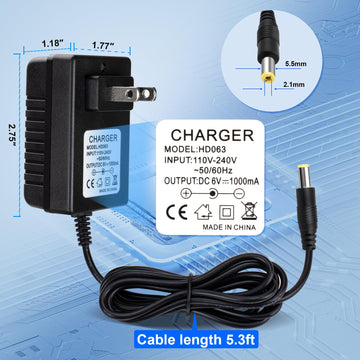 6V Charger For Kids Ride On Car Toys For Trax Toddler Quad Kidzone Bumper Toddler Quad6 Volt Battery Charger For Kid Ride On Toys Accessories 6Vcharger For Kidzone Bumper Car