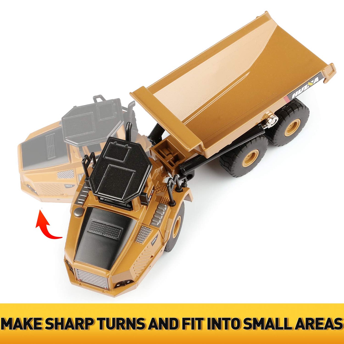 1/50 Scale Diecast Articulated Dump Truck, Metal Engineering Vehicle Construction Models Toys for Kids (Articulated Dump Truck)