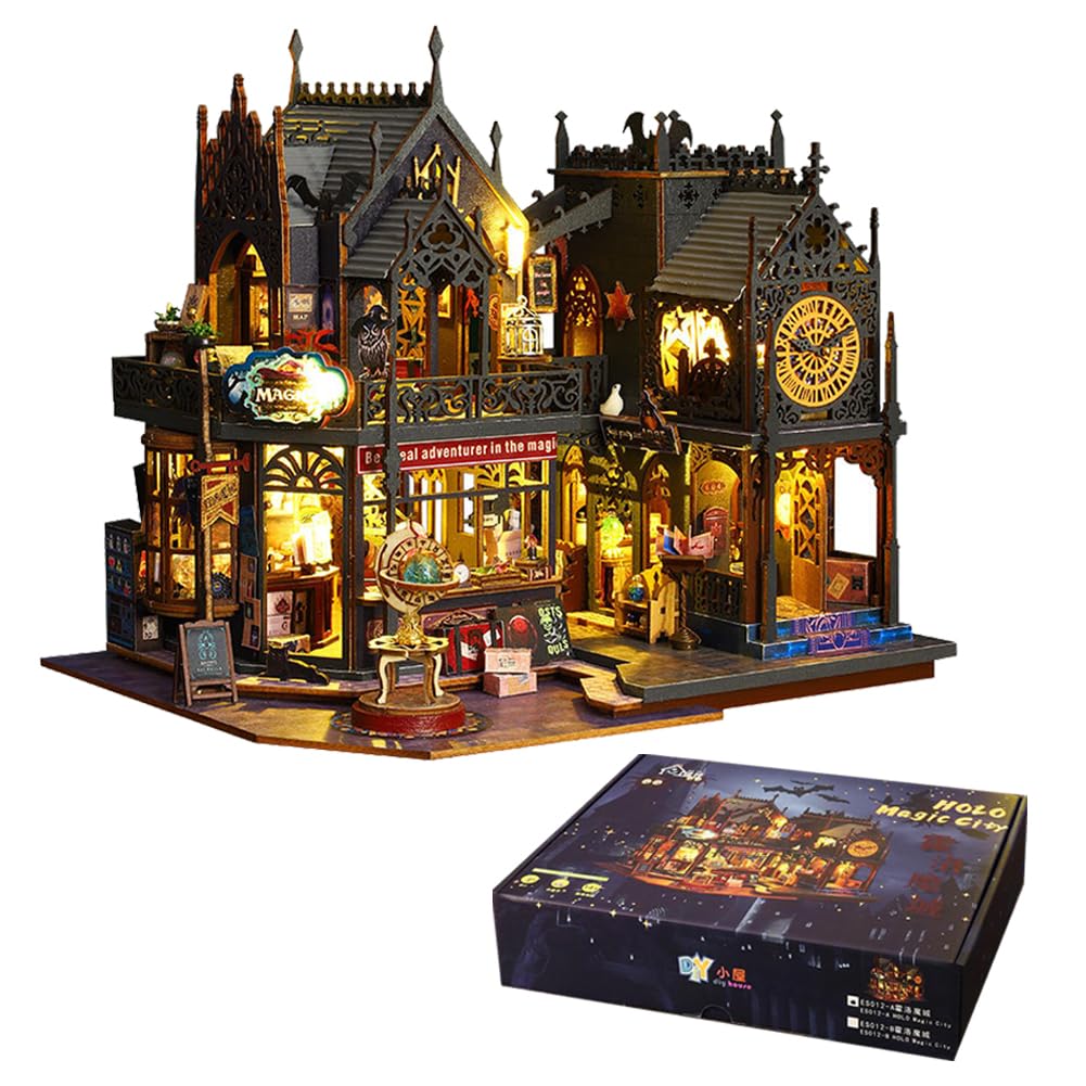 Generic Magic Dollhouse Diy Miniature House Kit,Wooden Magic Shop Dolls House With Furniture, Magic Castle Puzzle Toy Creative G